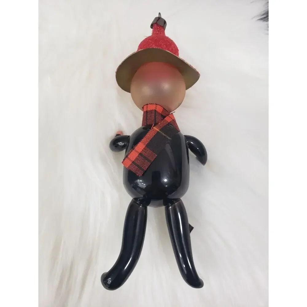 VTG Soffieria De Di Carlini‎ Blown Glass Christmas Ornament Scarecrow Patchwork